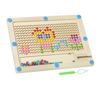 Dot Art Board - Wooden Magnetic Drawing Toy, 11.81x8.66x0.39 inches Educational Creative Activity with Colorful Magnetic Beads, Portable Traveling Art Board for Learning Shapes Colors