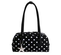 Dot Bowler Bag | Large Capacity Retro Cute with Zipper | Bowling Bag Purse | for Casual Outings Work Travel Vacation