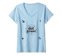 Dot Boys Power: Playful Polka Dot Graphic Art V-Neck T-Shirt, Women, Baby Blue, L