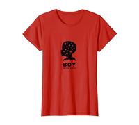 Dot Boys Silhouette Art: Boy with Dots Modern Graphics T-Shirt, Women, Red, M