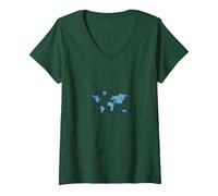 Dot by Dot, We Connect The World V-Neck T-Shirt, Women, Forest Green, XXL