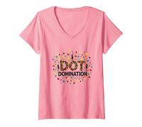 Dot Domination: Colorful Celebration for Polka Dot Lovers V-Neck T-Shirt, Women, Pink, S