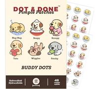 DOT & DONE Hydrocolloid Pimple Patches for Face, 48 Count 12 mm Round Acne Spot Dots with 6 Cute Dog Designs, Cute Pimple Patches for Teens & Adults, Day & Night Use, Buddy Dot Series
