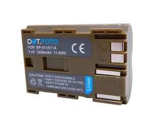 Dot.Foto BP-508, BP-511, BP-511A, BP-512, BP-514 Premium 7.4v / 1600mAh Rechargeable Battery for Canon EOS 5D 10D 20D 20Da 30D 40D 50D 300D PowerShot G1 G2 G3 G5 G6 Pro 1 Pro 90 Pro 90IS