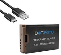 Dot.Foto LP-E12 Premium 7.2v / 875mAh Rechargeable Battery with USB-C Charging Port for Canon EOS-M, M2, M10, M50, M50 Mark II, M100, M200, 100D / PowerShot SX70 HS