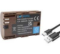 Dot.Foto LP-E6P Premium USB-C High Capacity 7.2v / 2600mAh Rechargeable Battery for Canon EOS R R5 R5 MarkII 5D MarkIV R6 5D Mark II 5D Mark III 5DS R 6D 6D Mark II 7D 7D Mark II 60D 60Da 70D 80D 90D
