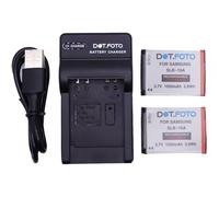 Dot.Foto SLB-10A Premium 1050mAh Battery (2-pack) & USB Battery Charger for Samsung EX2F, ES55, ES60, WB200F,WB250F, WB280F, WB350F, WB500, WB550, WB700, WB750, WB800F, WB1100F