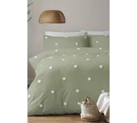 'Dot Garden' 100% Cotton Embellished Duvet Cover Set Appletree Light Green Double