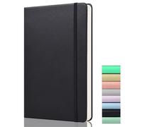 Dot Grid Journal - A5 Dotted Notebook -120gsm Paper, 172 Pages, Vegan Leather Hardcover Dotted Notebook with Back Pocket, 2 Mark Ribbons, Black