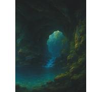 Dot Grid Notebook - Hidden Waterfall Haven: A spacious dotted journal inspired by tranquil caves, cool water, and gentle creative flow.