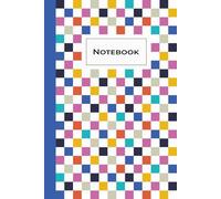 Dot Grid Notebook - Ink Blue, Pink & Mint Checkered Cover - Japanese Aesthetic Compass-Inspired Journal, 6x9 in, 120 Pages, Soft Matte + Personal Info ... Journaling, Bullet Notes, School & Crea