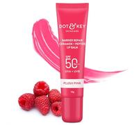 DOT & KEY Ceramide Peptide Barrier Repair Lip Balm Spf 50, Pa+++ Plush Pink|Uva/Uvb Protection|Soft Tinted Moisturizer|Prevents Pigmentation|Lip For Women|10Gm, Normal