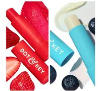 Dot & Key Lip Balm Set, Blueberry Non-Tinted and Strawberry Red Tinted, SPF Barrier Repair, Hydrating Lip Balm