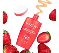 Dot & Key Strawberry Dew Tinted Sunscreen SPF 50 PA with Niacinamide & Hyaluronic Acid, available in Porcelain Light - (01) shade, 50ml for sun protection and hydration.