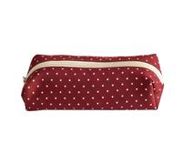 Dot Pencil Case Large Capacity Canvas Pen Bag School Stationery Organizer | Retro Dot Print Canvas Pencil Pouch With Roomy Storage For Pens And Supplies, Ideal For School, Home, And Travel Organisation