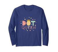 Dot Queen: Royal Pastel Polka Dot Charm for Girls Long Sleeve T-Shirt, Adult Unisex, Navy, S