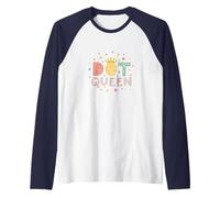 Dot Queen: Royal Pastel Polka Dot Charm for Girls Raglan Baseball Tee, Men, Navy/White, S