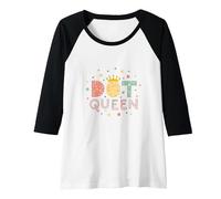 Dot Queen: Royal Pastel Polka Dot Charm for Girls Raglan Baseball Tee, Women, Black/White, S