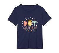 Dot Queen: Royal Pastel Polka Dot Charm for Girls T-Shirt, Women's Plus, Navy, 1X