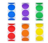 Dot Stickers, 6 Colors 3000 Pieces Coloured Stickers, 1 Inch Coloured Dot Stickers for for Calendar School Office Coding DIY Crafts Gift (6 Rolls, 500 Labels/Roll)