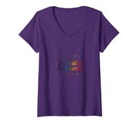 Dot-Tally Awesome: Colorful Dotted Positivity Message V-Neck T-Shirt, Women, Purple, M