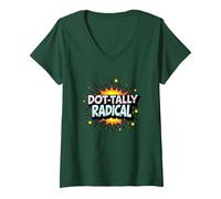 Dot-Tally Radical: Explosive Pop Art for Bold Rebels V-Neck T-Shirt, Women, Forest Green, S