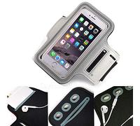 DOT. Universal Cell Phone Holder Sweat Resistant Running Sports Workout Gym Armband For Samsung Galaxy A70 or Any Screen Between 6.0-6.3 inch - Key Holder - Adjustable Strap - Grey