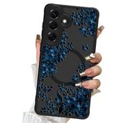 DOTARA Magnetic for Samsung Galaxy 333 5G Case,Compatible with Magsafe Black Flower Floral Pattern Translucent Matte Camera Shockproof Protection Slim Phone Case for Women Girls, Gardenia