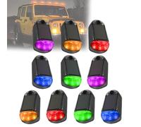 Dotauge 10Pcs Wireless Solar Powered Cab Lights Roof LED Marker Lighting with Sensor for Universal Car, Black Shell-Colorful light