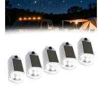 Dotauge 5Pcs Solar Cab Lights No Drill Waterproof Roof LED Marker Lighting with Vibration Sensor for Universal Car, Clear Shell-White light