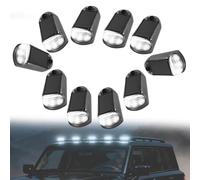 Dotauge Solar Cab Roof Lights 10PCS No Drill LED Marker Wireless Waterproof Lighting for Semi Truck Pickup, Black Shell-White light
