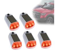 Dotauge Truck Solar roof Mouse Lights No Drill Cab Lighting 5PCS Wireless No Drill IP67 Waterproof for Universal Car, Clear Shell-Yellow light