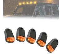 Dotauge Wireless Rooftop Cab Clearance Light Solar Powered Cab Marker Lighting 5Pcs with Vibration Sensor for Universal Car, Black Shell-Yellow light