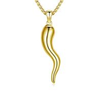 DOTBJ 925 Sterling Silver Italian Horn Cornicello Lucky Necklace with Stainless Steel Chain 22"+2", M, Base, No Gemstone
