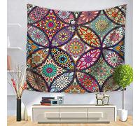 DOTBUY Mandala Flower Tapestry Wall Hangings, Indian Hippie Mandala Flower Printed Tapestry Wall Hanging Boho Bedspread Beach Towel Dorm Decor (Large(150 x 200cm), Colourful world)