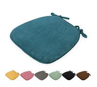 DOTBUY Non-Slip Velvet Chair Cushions with Ties & Zipper Covers - Removable Seat Pads for Dining, Garden & Office Chairs - Peacock Blue (43x41x35cm)