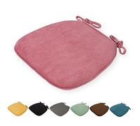 DOTBUY Non-Slip Velvet Chair Cushions with Ties & Zipper Covers - Removable Seat Pads for Dining, Garden, Office, Indoor & Outdoor Use (Pink, 43x41x35cm)