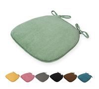 DOTBUY Non-Slip Velvet Chair Cushions with Ties & Zipper, Removable Covers for Dining, Garden & Office Chairs, Light Green, 43x41x35cm, Indoor/Outdoor Use