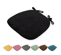 DOTBUY Non-Slip Velvet Chair Cushions with Ties & Zipper, Removable Covers, Ideal for Dining, Garden, Office, Indoor/Outdoor Use (Black, 43x41x35cm)