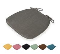 DOTBUY Non-Slip Velvet Chair Cushions with Ties & Zipper, Removable Covers, Indoor/Outdoor Seat Pads for Dining & Office Chairs, Grey 43x41x35cm