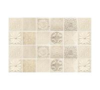 DOTBUY-SHOP 24pc Tile Stickers, European Style Peel and Stick Wall Panels, Waterproof Kitchen Bathroom Wall Stickers, Oil-Proof PVC Self Adhesive Tiles Stick for Living Room Kitchen (Beige,15x15cm)