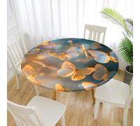 DOTBUY-SHOP 3D Butterfly Round Tablecloth Waterproof Washable Elastic Edged Fitted Circular Table Cloth Stain Resistant Wipe Clean Table Cover for Kitchen Wedding Party (Butterflies in flight,110cm)