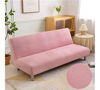 DOTBUY-SHOP Armless Sofa Bed Cover Stretch Jacquard Futon Slipcover Furniture Protector Solid Color Non-slip Universal Fitted Couch Sofa Cover for Folding Sofa Bed (Pink,M:155-185cm)