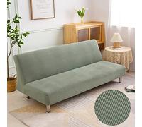DOTBUY-SHOP Armless Sofa Bed Cover Stretch Jacquard Futon Slipcover Furniture Protector Solid Color Non-slip Universal Fitted Couch Sofa Cover for Folding Sofa Bed (Matcha Green,S::120-150cm)