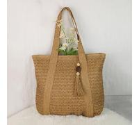 DOTBUY-SHOP Beach Bag for Women, Large Straw Bag Beach Bags with Shoulder Strap, Summer Bags for Women, Straw Woven Handbag for Travel Holiday Shopping Seaside (Green,One Size)