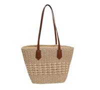 DOTBUY-SHOP Beach Bag for Women, Modern Large Straw Bag Beach Bags with Zip, Summer Bags for Women, Straw Woven Handbag for Travel Holiday Shopping Seaside (Beige)