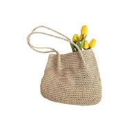 DOTBUY-SHOP Beach Bag for Women, Solid Color Straw Bag Beach Bags with Zip, Summer Bags for Women, Straw Woven Handbag for Travel Holiday Shopping Seaside (Beige)