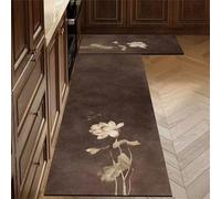 DOTBUY-SHOP Chinese Style Retro Pattern Kitchen Rug, Water Absorbent and Non-Slip Carpet, Quick Drying Runner Rug, Wipeable Kitchen Mat, for Entryway,Laundry Room,Hallways Mat (Coffee,50x80cm)
