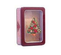 DOTBUY-SHOP Christmas Biscuit Tin, Rectangular Cake Tin Large Storage Tin Airtight Biscuit Tins Storage, Fine Metal Box Christmas Decoration Tin Box (Set of 2,Christmas Tree)