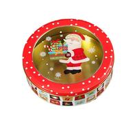DOTBUY-SHOP Christmas Biscuit Tin, Round Cake Tin Large Storage Tin Airtight Biscuit Tins Storage, Fine Metal Box Christmas Decoration Tin Box (Set of 4,Gift Santa 1)